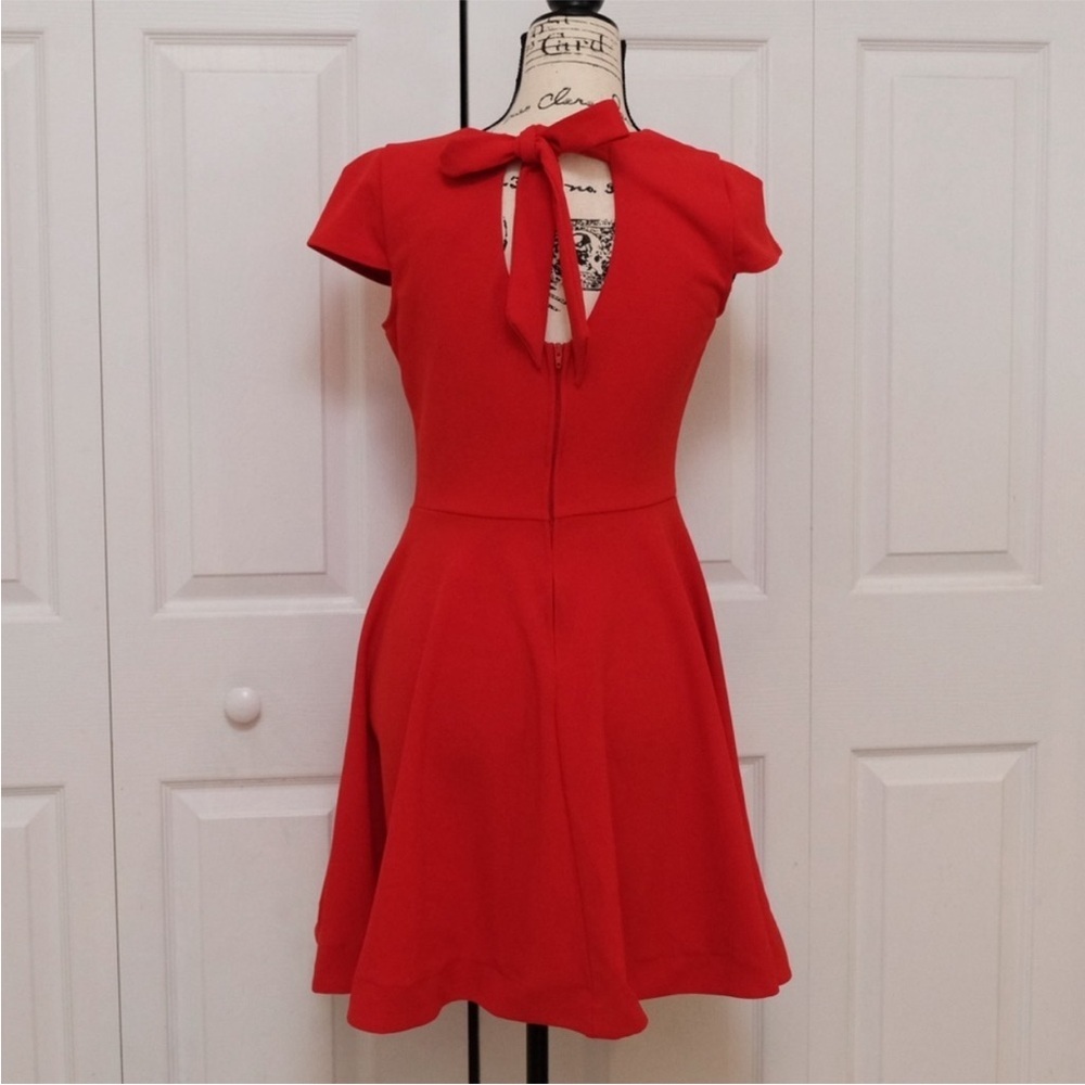 B Darlin Red Fit & Flare Bow Back Mini Dress | Cherry Girl Valentine NYE Size 9 - Picture 12 of 13